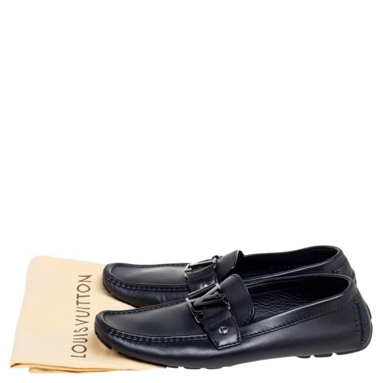 Pre Owned Louis Vuitton Black Leather Monte Carlo Slip On Loafers Size 40
