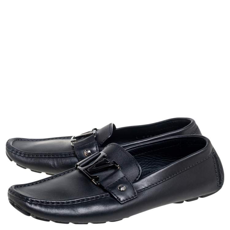 Pre Owned Louis Vuitton Black Leather Monte Carlo Slip On Loafers Size 40