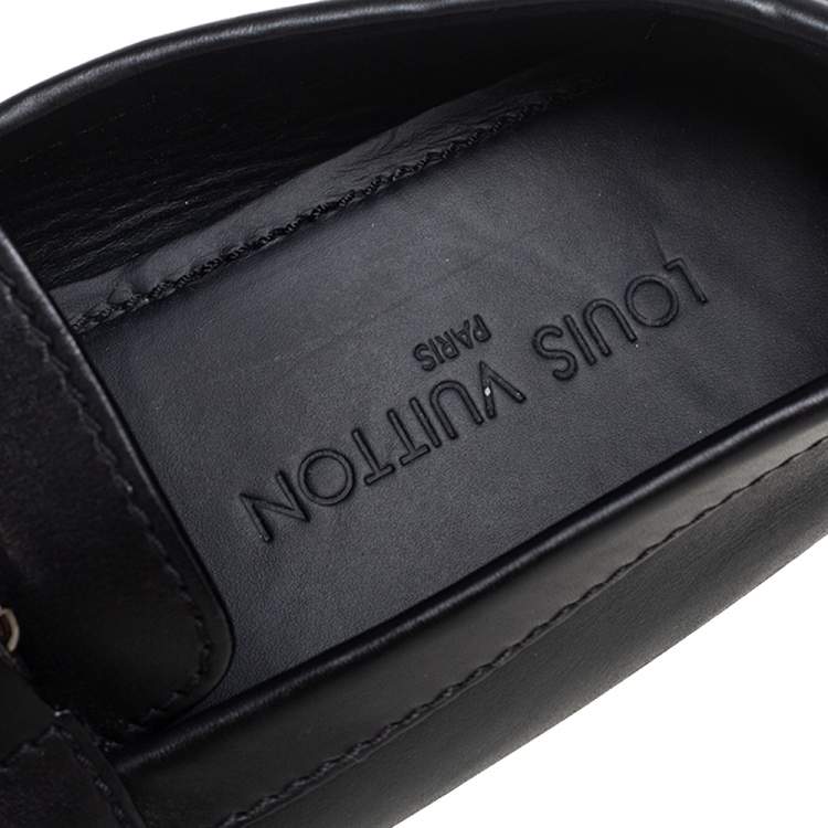 Pre Owned Louis Vuitton Black Leather Monte Carlo Slip On Loafers Size 40