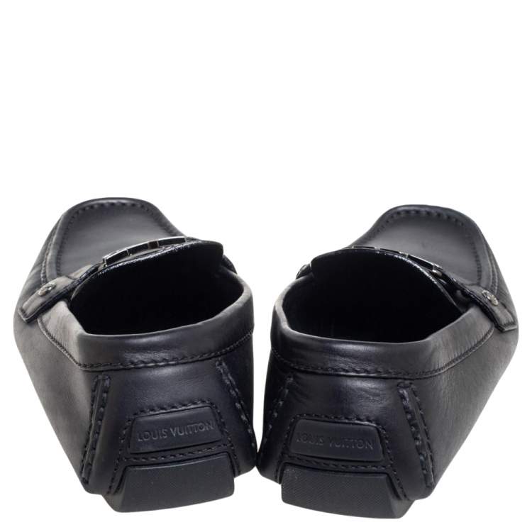 Pre Owned Louis Vuitton Black Leather Monte Carlo Slip On Loafers Size 40