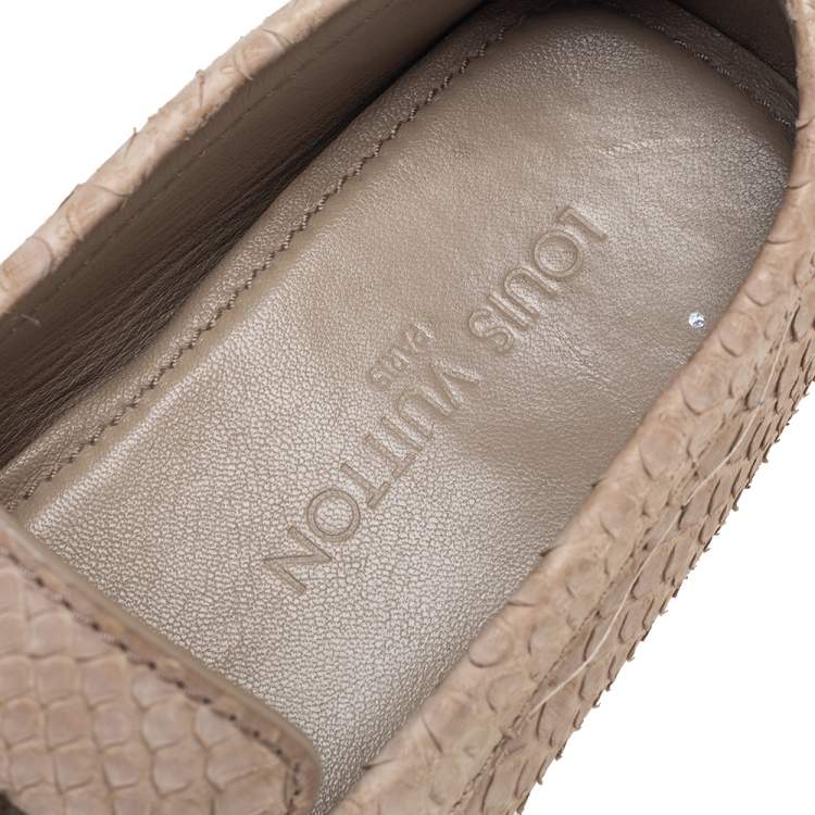 Pre Owned Louis Vuitton Beige Python Leather Monte Carlo Loafers Size 43