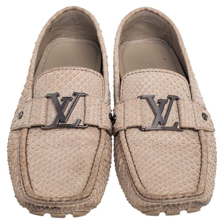 Pre Owned Louis Vuitton Beige Python Leather Monte Carlo Loafers Size 43