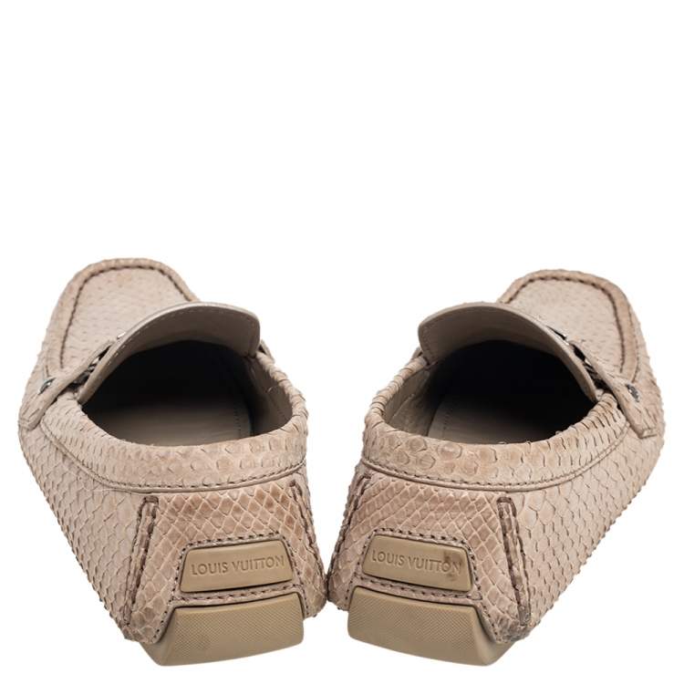 Pre Owned Louis Vuitton Beige Python Leather Monte Carlo Loafers Size 43