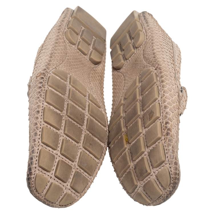 Pre Owned Louis Vuitton Beige Python Leather Monte Carlo Loafers Size 43