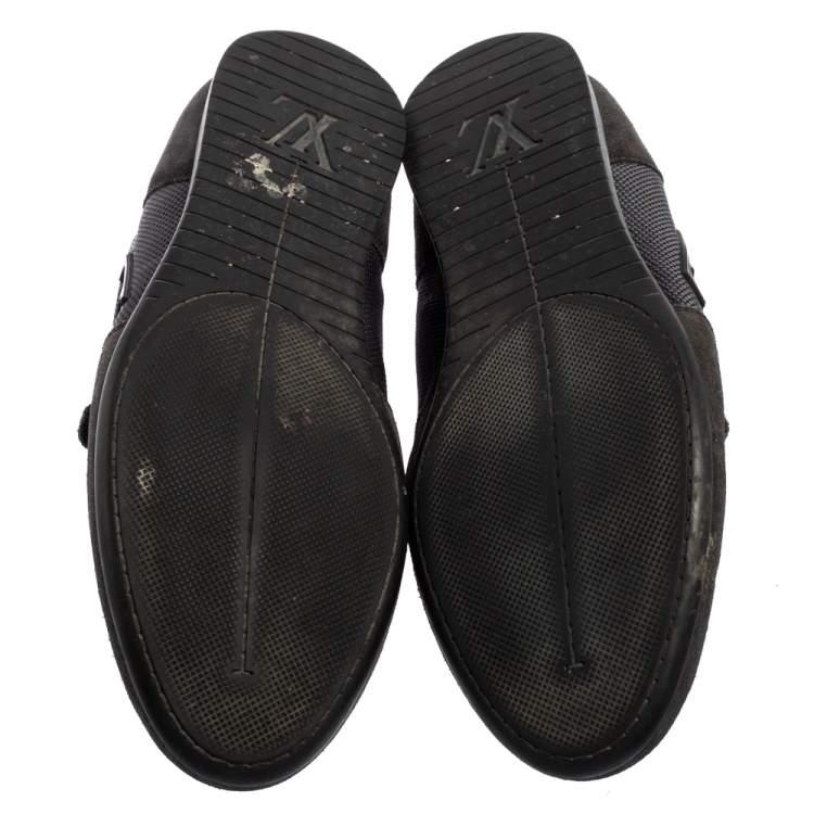 Pre Owned Louis Vuitton Navy Blue  Suede And Fabric Trainers Low Top Sneakers Size 40.5