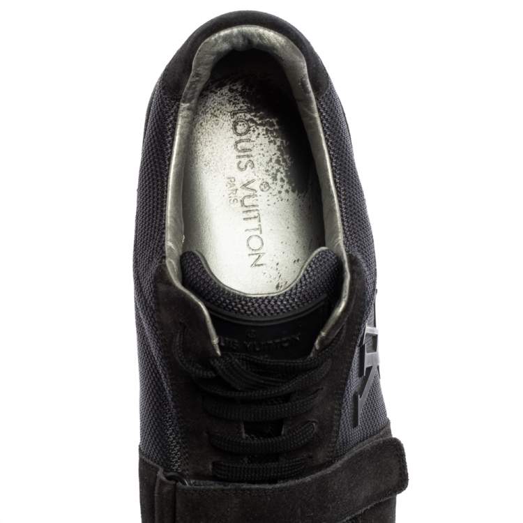 Pre Owned Louis Vuitton Navy Blue  Suede And Fabric Trainers Low Top Sneakers Size 40.5