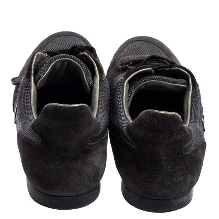 Pre Owned Louis Vuitton Navy Blue  Suede And Fabric Trainers Low Top Sneakers Size 40.5
