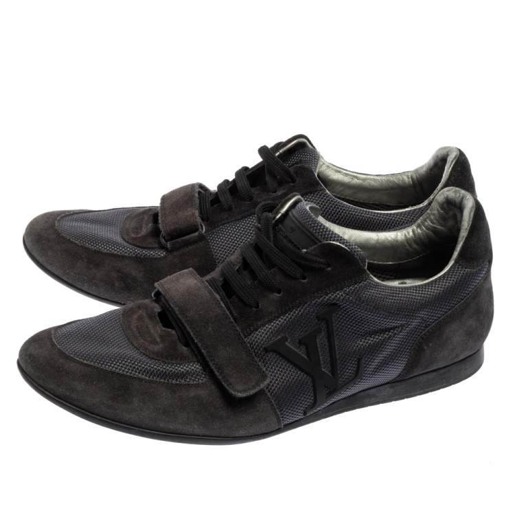 Pre Owned Louis Vuitton Navy Blue  Suede And Fabric Trainers Low Top Sneakers Size 40.5