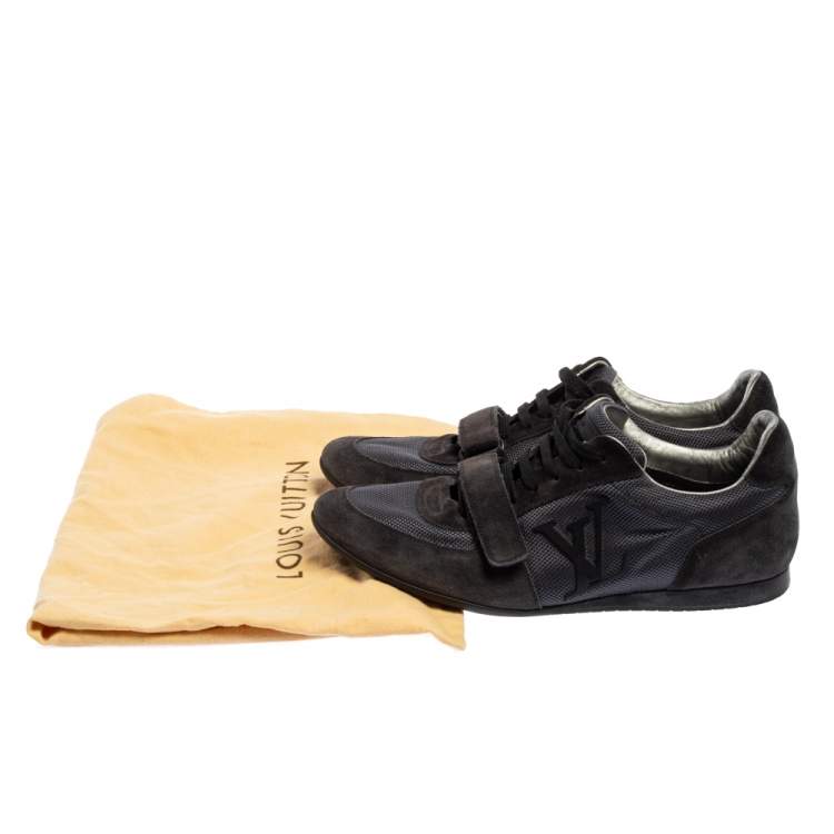 Pre Owned Louis Vuitton Navy Blue  Suede And Fabric Trainers Low Top Sneakers Size 40.5