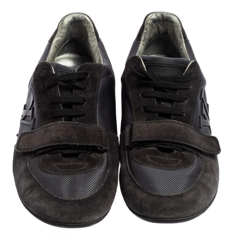 Pre Owned Louis Vuitton Navy Blue  Suede And Fabric Trainers Low Top Sneakers Size 40.5