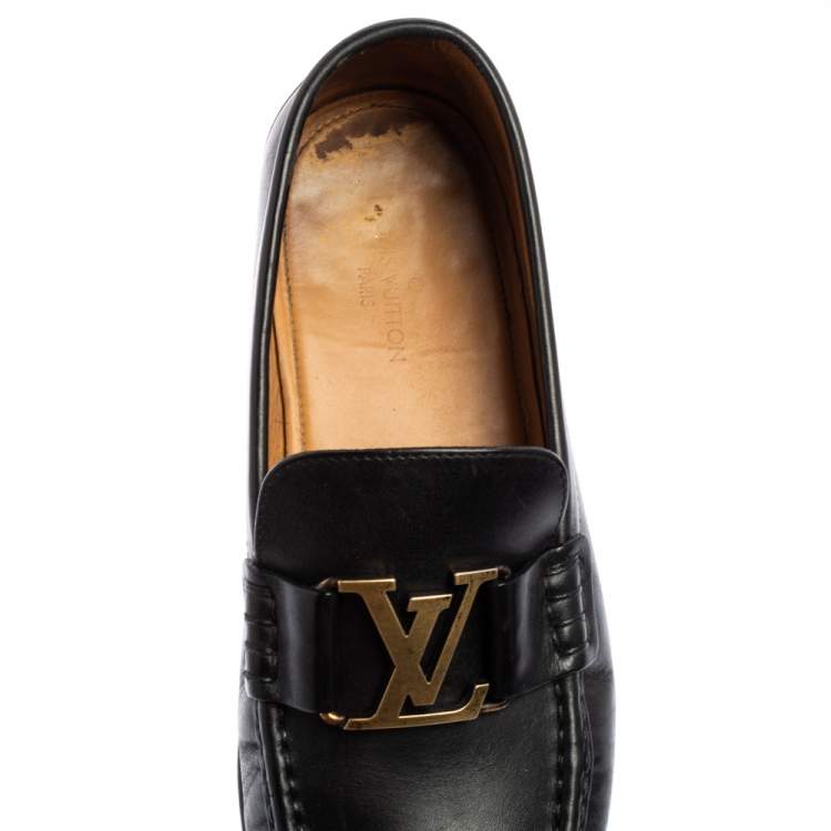Pre Owned Louis Vuitton Black Leather Montaigne Loafers Size 40.5