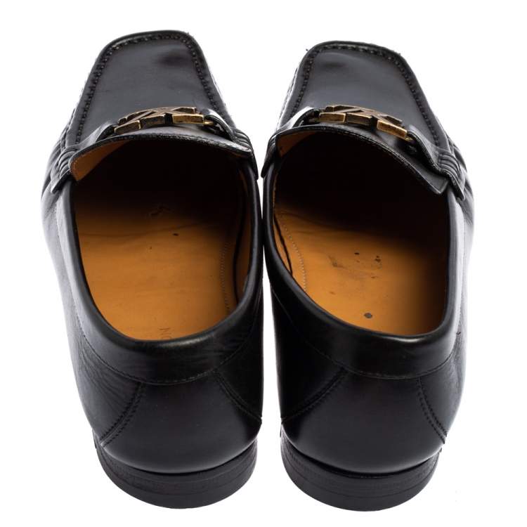 Pre Owned Louis Vuitton Black Leather Montaigne Loafers Size 40.5