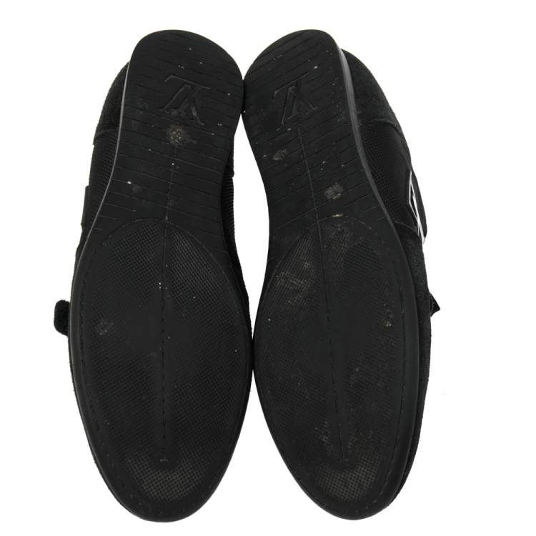 Pre Owned Louis Vuitton Black Suede And Fabric Trainers Low Top Sneakers Size 40.5