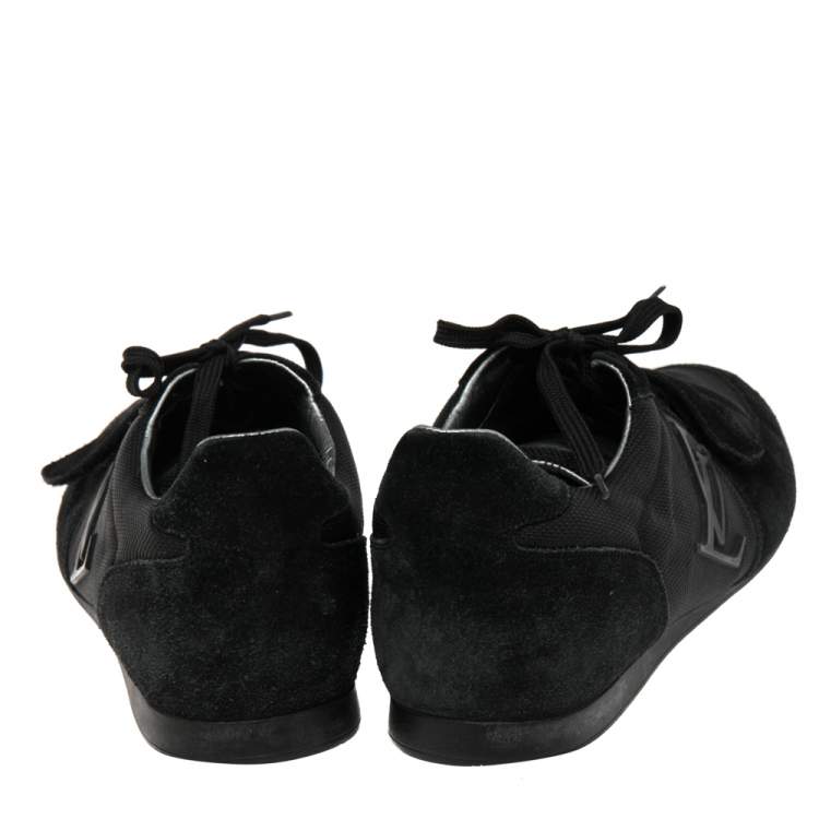 Pre Owned Louis Vuitton Black Suede And Fabric Trainers Low Top Sneakers Size 40.5