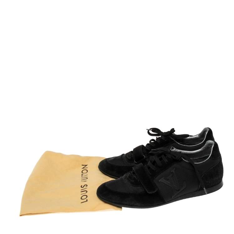 Pre Owned Louis Vuitton Black Suede And Fabric Trainers Low Top Sneakers Size 40.5