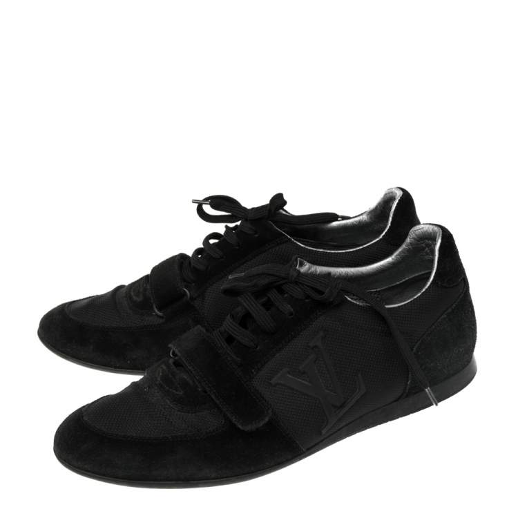 Pre Owned Louis Vuitton Black Suede And Fabric Trainers Low Top Sneakers Size 40.5
