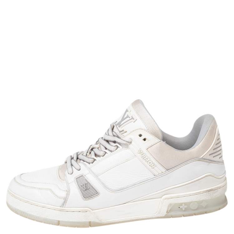 Louis Vuitton White Leather And Stretch Fabric LV Trainer Sneakers