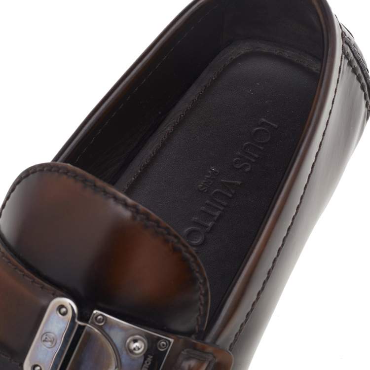 Pre Owned Louis Vuitton Two Tone Leather Lombok Slip On Loafers Size 41.5