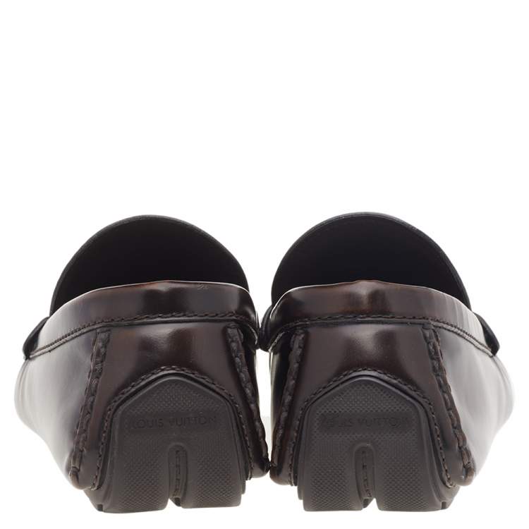 Pre Owned Louis Vuitton Two Tone Leather Lombok Slip On Loafers Size 41.5