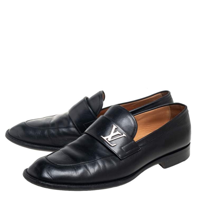 Pre Owned Louis Vuitton Black Leather Saint Germain Loafers Size 40.5
