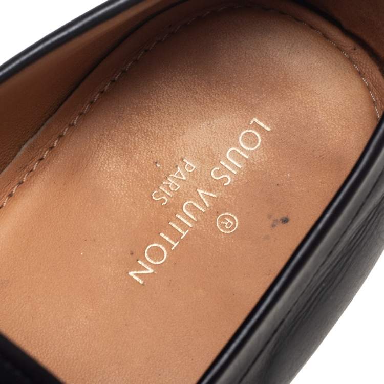 Pre Owned Louis Vuitton Black Leather Saint Germain Loafers Size 40.5