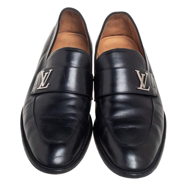 Pre Owned Louis Vuitton Black Leather Saint Germain Loafers Size 40.5