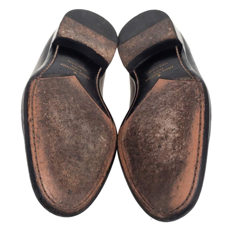 Pre Owned Louis Vuitton Black Leather Saint Germain Loafers Size 40.5