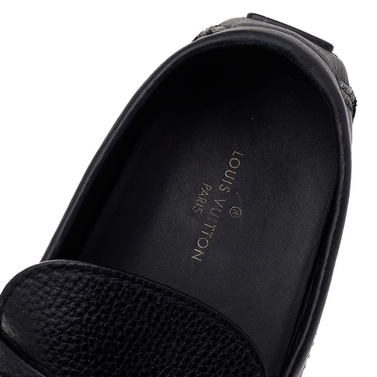 Pre Owned Louis Vuitton Black Leather Hockenheim Slip On Loafers Size 41