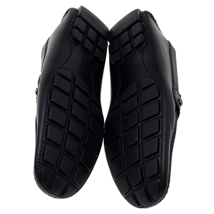 Pre Owned Louis Vuitton Black Leather Monte Carlo Slip On Loafers Size 42