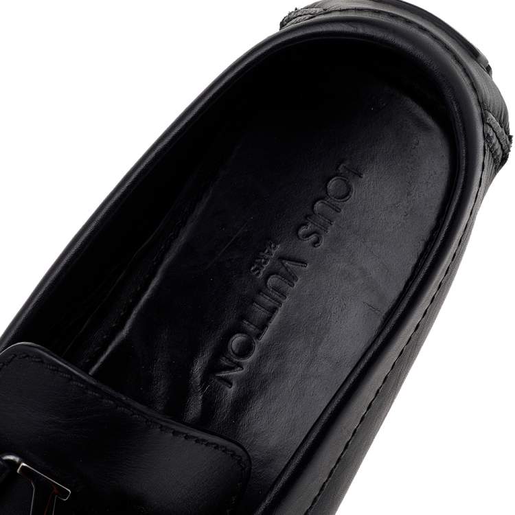 Pre Owned Louis Vuitton Black Leather Monte Carlo Slip On Loafers Size 42