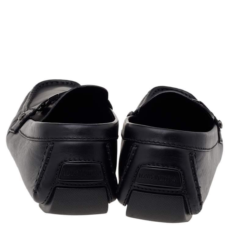 Pre Owned Louis Vuitton Black Leather Monte Carlo Slip On Loafers Size 42