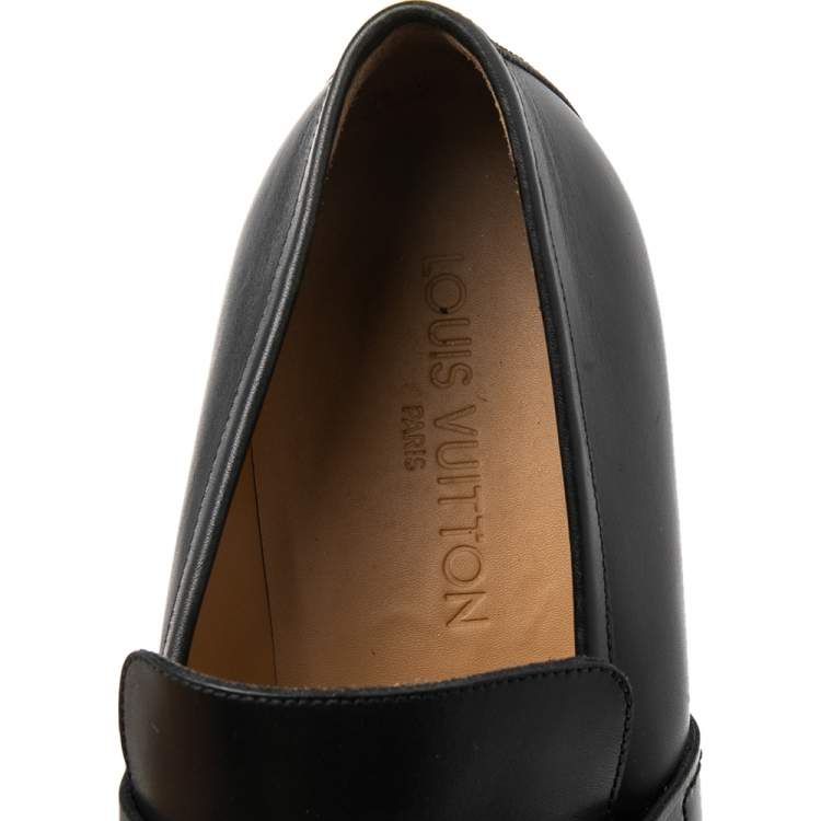 Pre Owned Louis Vuitton Black Leather Major Loafers Size 42.5