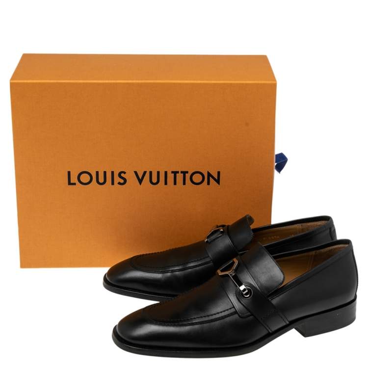 Pre Owned Louis Vuitton Black Leather Major Loafers Size 42.5