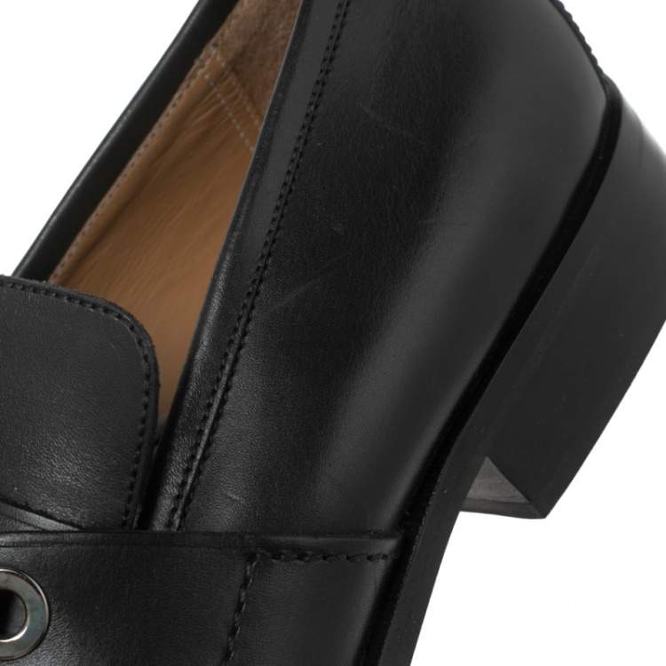 Pre Owned Louis Vuitton Black Leather Major Loafers Size 42.5