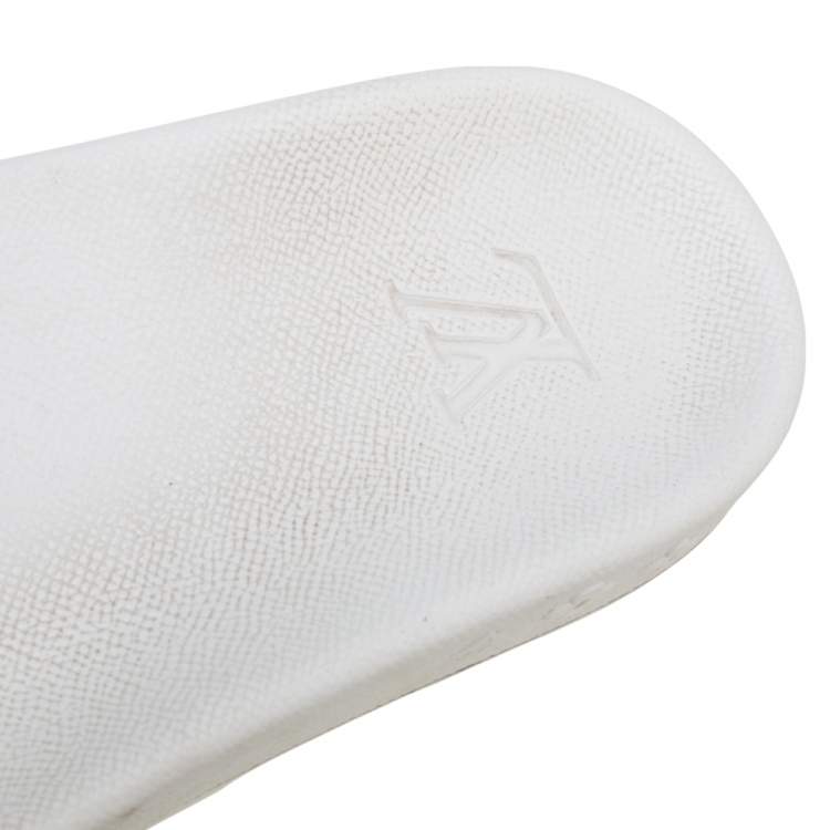 Pre Owned Louis Vuitton White Rubber Monogram Waterfront Slide Sandals Size 45