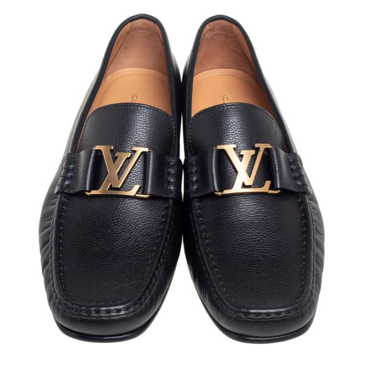 Pre Owned Louis Vuitton Black Leather Major Loafers Size 43