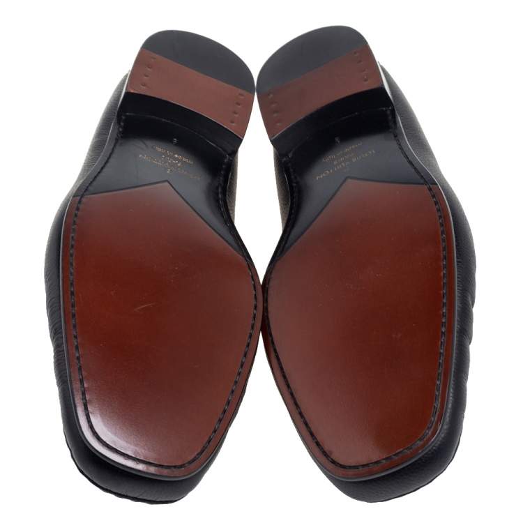 Pre Owned Louis Vuitton Black Leather Major Loafers Size 43