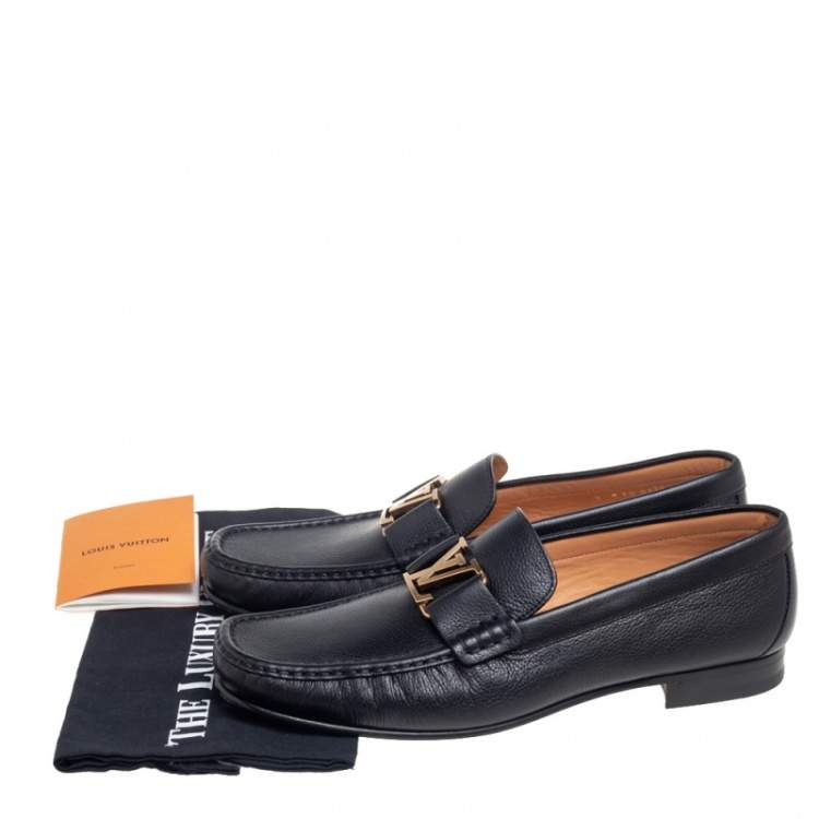 Pre Owned Louis Vuitton Black Leather Major Loafers Size 43