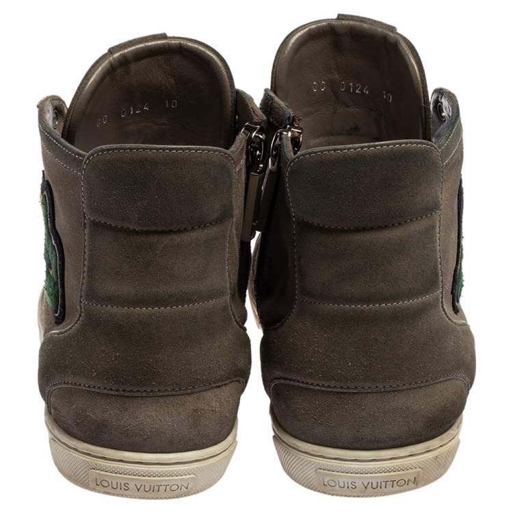 Pre Owned Louis Vuitton Grey Suede High Top Sneakers Size 44