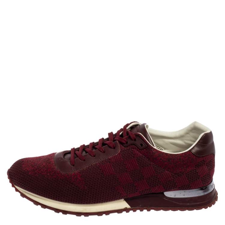 Pre Owned Louis Vuitton Burgundy Cotton Knit And Leather Run Away Sneakers Size 44
