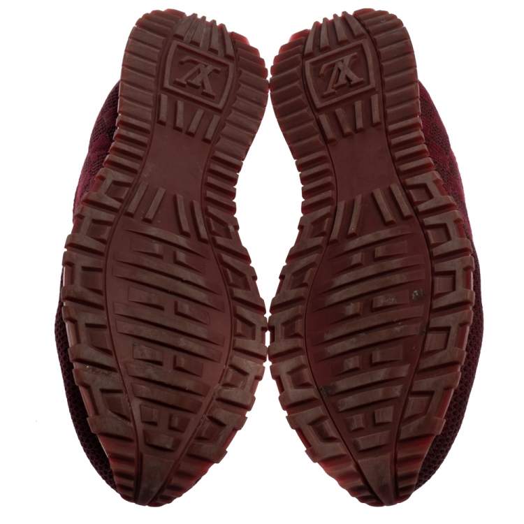 Pre Owned Louis Vuitton Burgundy Cotton Knit And Leather Run Away Sneakers Size 44