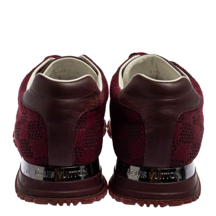 Pre Owned Louis Vuitton Burgundy Cotton Knit And Leather Run Away Sneakers Size 44