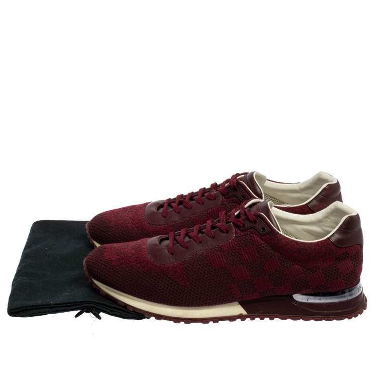 Pre Owned Louis Vuitton Burgundy Cotton Knit And Leather Run Away Sneakers Size 44