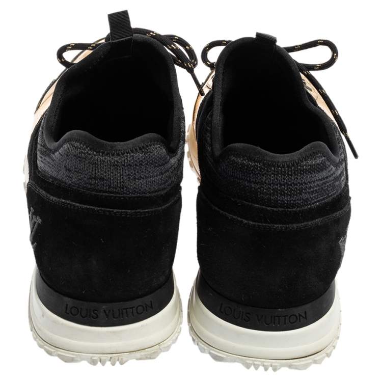 Pre Owned Louis Vuitton Black/Gold Suede And Leather Run Away Sneakers Size 42