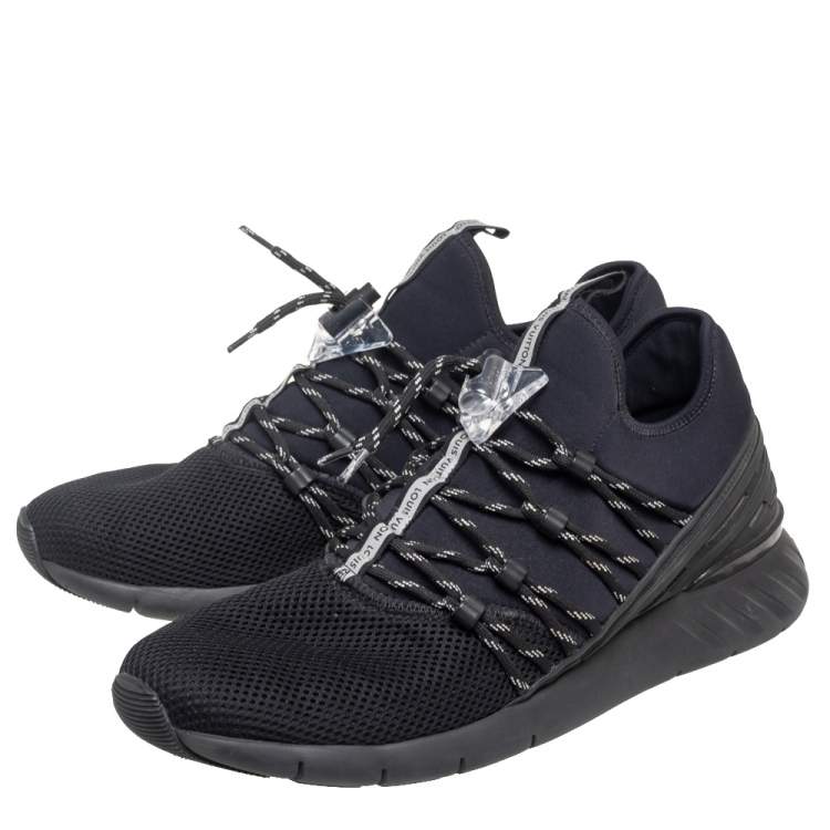 Pre Owned Louis Vuitton Black Mesh And Neoprene Fastlane Sneakers Size 43