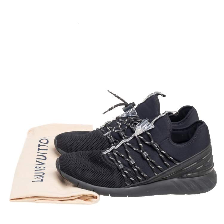 Pre Owned Louis Vuitton Black Mesh And Neoprene Fastlane Sneakers Size 43