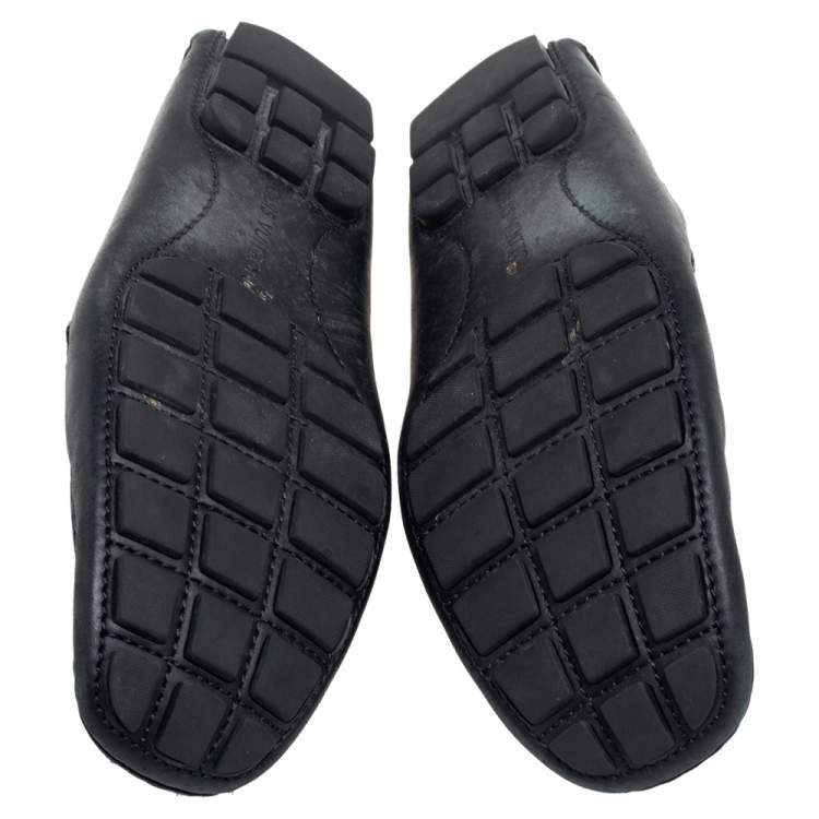 Pre Owned Louis Vuitton Black Leather Monte Carlo Slip On Loafers Size 44