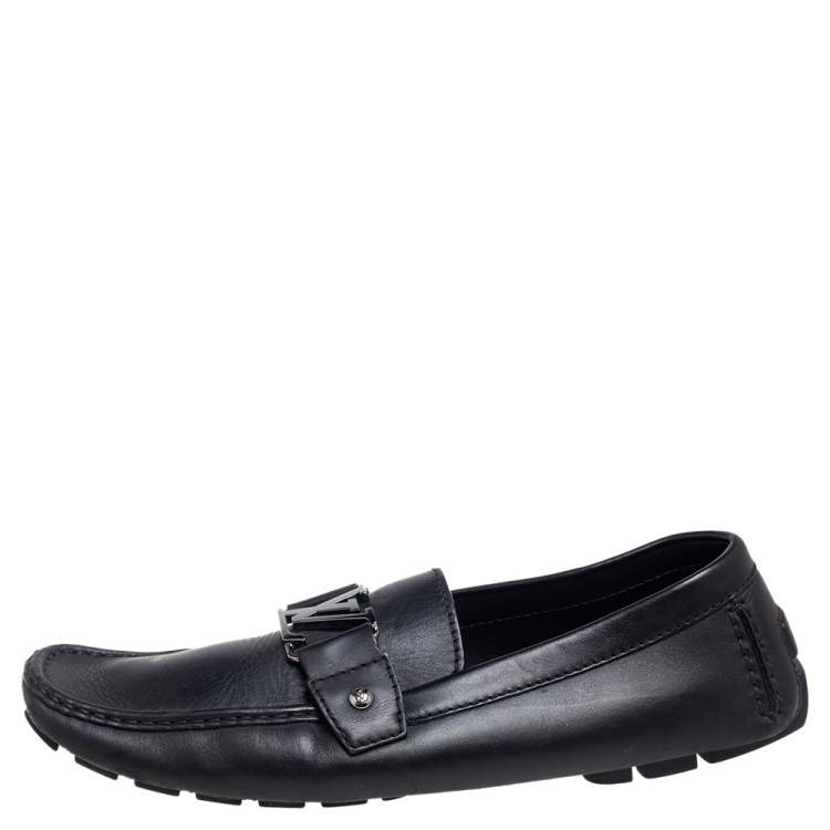 Louis Vuitton Black Leather Monte Carlo Slip On Loafers Size 44 Louis  Vuitton