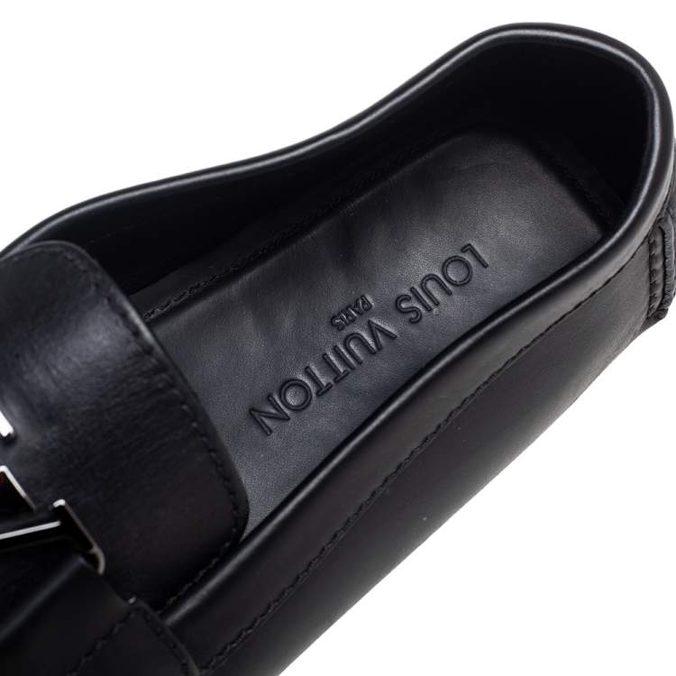 Pre Owned Louis Vuitton Black Leather Monte Carlo Slip On Loafers Size 44