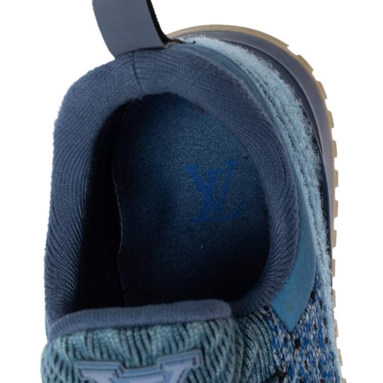Pre Owned Louis Vuitton Blue Knit Fabric VNR Sneakers Size 40.5